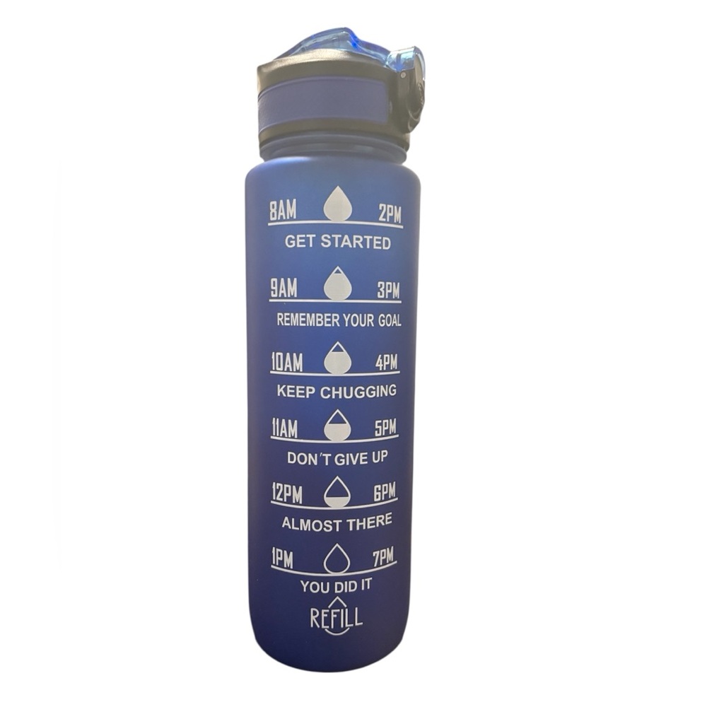Blue NIP 34oz Motivational Water Bottle